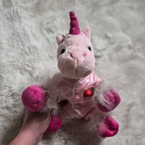 Teddy Mountain Unicorn Plush Toy Stuffed Animal Fancy Pink Faux White Fur Pink ✨